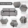 imageGiantex 97quot Sectional Sofa Couch 3Seater Modular Sleeper with USB Ports 3Hole Socket Thick Cushion 2 Bolsters Armrest Magazine Pocket Metal Legs for Living Room Reception Bedroom OfficeDark Grey