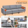 imageGiantex 97quot Sectional Sofa Couch 3Seater Modular Sleeper with USB Ports 3Hole Socket Thick Cushion 2 Bolsters Armrest Magazine Pocket Metal Legs for Living Room Reception Bedroom OfficeGreyorange