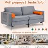 imageGiantex 97quot Sectional Sofa Couch 3Seater Modular Sleeper with USB Ports 3Hole Socket Thick Cushion 2 Bolsters Armrest Magazine Pocket Metal Legs for Living Room Reception Bedroom Dark GreyGreyorange