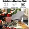 imageGiantex Accent Rocking Chair with Cushion Upholstered Rocking Arm Chair wSolid Steel Wood Leg Modern Rocker Chair for Balcony Bedroom 1 Grey