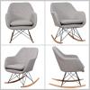 imageGiantex Accent Rocking Chair with Cushion Upholstered Rocking Arm Chair wSolid Steel Wood Leg Modern Rocker Chair for Balcony Bedroom 1 Grey