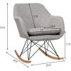 imageGiantex Accent Rocking Chair with Cushion Upholstered Rocking Arm Chair wSolid Steel Wood Leg Modern Rocker Chair for Balcony Bedroom 1 Grey
