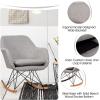 imageGiantex Accent Rocking Chair with Cushion Upholstered Rocking Arm Chair wSolid Steel Wood Leg Modern Rocker Chair for Balcony Bedroom 1 Grey
