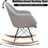 imageGiantex Accent Rocking Chair with Cushion Upholstered Rocking Arm Chair wSolid Steel Wood Leg Modern Rocker Chair for Balcony Bedroom 1 Grey