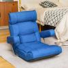 imageGiantex Adjustable Folding Sofa Chair  Lazy Floor Chair with Infinitely Adjustable Backrest Extendable Armrest ampamp Seat Couch Recliner for Meditation Reading Gaming Floor Chairs for Adults GrayBlue