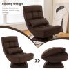 imageGiantex Adjustable Swivel Floor Chair  5 Position Video Game Chair with Swivel Base Steel Frame Massage Lumbar Pillow Foldable Lazy Sofa Lounger for Adults Teens Meditating No Assembly BrownBrown