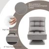 imageGiantex Adjustable Swivel Floor Chair  5 Position Video Game Chair with Swivel Base Steel Frame Massage Lumbar Pillow Foldable Lazy Sofa Lounger for Adults Teens Meditating No Assembly BrownGrey