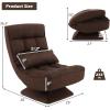 imageGiantex Adjustable Swivel Floor Chair  5 Position Video Game Chair with Swivel Base Steel Frame Massage Lumbar Pillow Foldable Lazy Sofa Lounger for Adults Teens Meditating No Assembly BrownBrown