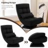 imageGiantex Adjustable Swivel Floor Chair  5 Position Video Game Chair with Swivel Base Steel Frame Massage Lumbar Pillow Foldable Lazy Sofa Lounger for Adults Teens Meditating No Assembly BrownBlack