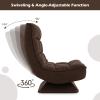 imageGiantex Adjustable Swivel Floor Chair  5 Position Video Game Chair with Swivel Base Steel Frame Massage Lumbar Pillow Foldable Lazy Sofa Lounger for Adults Teens Meditating No Assembly BrownBrown