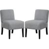 imageGiantex Armless Accent Chair Set of 2 Upholstered Living Room Chair with Rubber Wood Legs Modern Slipper Side Chair Reading Chair for Living Room Bedroom Waiting Room Office Small Spaces GreyGrey