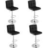 imageGiantex Bar Stools Set of 1 Modern PU Leather Height Adjustable Barstools with Back Footrest Metal Base Armless Counter Height Swivel Stools for Kitchen Island Home Bar Cafe Pub GreyBlack