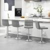 imageGiantex Bar Stools Set of 1 Modern PU Leather Height Adjustable Barstools with Back Footrest Metal Base Armless Counter Height Swivel Stools for Kitchen Island Home Bar Cafe Pub GreyGrey