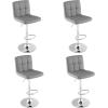 imageGiantex Bar Stools Set of 1 Modern PU Leather Height Adjustable Barstools with Back Footrest Metal Base Armless Counter Height Swivel Stools for Kitchen Island Home Bar Cafe Pub GreyGrey