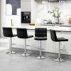 imageGiantex Bar Stools Set of 1 Modern PU Leather Height Adjustable Barstools with Back Footrest Metal Base Armless Counter Height Swivel Stools for Kitchen Island Home Bar Cafe Pub GreyBlack