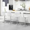 imageGiantex Bar Stools Set of 1 Modern PU Leather Height Adjustable Barstools with Back Footrest Metal Base Armless Counter Height Swivel Stools for Kitchen Island Home Bar Cafe Pub GreyWhite