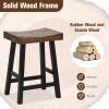 imageGiantex Bar Stools Set of 2 24quot Counter Height Saddle Stools Bar Dining Chairs with Rubber Wood Frame ampamp Footrest Backless Barstools for Kitchen Island Dining Room Pub Rustic Brown1