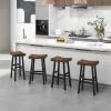 imageGiantex Bar Stools Set of 2 24quot Counter Height Saddle Stools Bar Dining Chairs with Rubber Wood Frame ampamp Footrest Backless Barstools for Kitchen Island Dining Room Pub Rustic Brown2