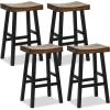 imageGiantex Bar Stools Set of 2 24quot Counter Height Saddle Stools Bar Dining Chairs with Rubber Wood Frame ampamp Footrest Backless Barstools for Kitchen Island Dining Room Pub Rustic Brown2