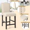 imageGiantex Bar Stools Set of 2 25quot Counter Height Bar Dining Chairs with Rubber Wood Legs Footrest Max Load 330 Lbs Nailed Upholstered Barstools with Back for Kitchen Island BeigeBeige