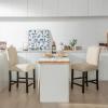 imageGiantex Bar Stools Set of 2 25quot Counter Height Bar Dining Chairs with Rubber Wood Legs Footrest Max Load 330 Lbs Nailed Upholstered Barstools with Back for Kitchen Island BeigeBeige