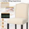 imageGiantex Bar Stools Set of 2 25quot Counter Height Bar Dining Chairs with Rubber Wood Legs Footrest Max Load 330 Lbs Nailed Upholstered Barstools with Back for Kitchen Island BeigeBeige