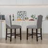 imageGiantex Bar Stools Set of 2 25quot Counter Height Bar Dining Chairs with Rubber Wood Legs Footrest Max Load 330 Lbs Nailed Upholstered Barstools with Back for Kitchen Island BeigeGrey