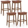 imageGiantex Bar Stools Set of 2 25quot Counter Height Bar Stools wSaddle Seat Footrest Rivet Button Tufted Rubber Wood Frame Upholstered PU Leather Backless Barstools for Kitchen Dining Room Pub2