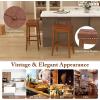 imageGiantex Bar Stools Set of 2 25quot Counter Height Bar Stools wSaddle Seat Footrest Rivet Button Tufted Rubber Wood Frame Upholstered PU Leather Backless Barstools for Kitchen Dining Room Pub1