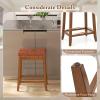 imageGiantex Bar Stools Set of 2 25quot Counter Height Bar Stools wSaddle Seat Footrest Rivet Button Tufted Rubber Wood Frame Upholstered PU Leather Backless Barstools for Kitchen Dining Room Pub2