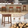 imageGiantex Bar Stools Set of 2 25quot Counter Height Bar Stools wSaddle Seat Footrest Rivet Button Tufted Rubber Wood Frame Upholstered PU Leather Backless Barstools for Kitchen Dining Room Pub2