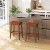imageGiantex Bar Stools Set of 2 25quot Counter Height Bar Stools wSaddle Seat Footrest Rivet Button Tufted Rubber Wood Frame Upholstered PU Leather Backless Barstools for Kitchen Dining Room Pub2