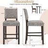 imageGiantex Bar Stools Set of 2 26quot Counter Height Stools with Solid Rubber Wood Legs Footrest Modern Linen Fabric Bar Dining Chairs Rivet Upholstered Barstools for Kitchen Island Dining Room Grey2