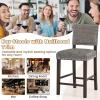 imageGiantex Bar Stools Set of 2 26quot Counter Height Stools with Solid Rubber Wood Legs Footrest Modern Linen Fabric Bar Dining Chairs Rivet Upholstered Barstools for Kitchen Island Dining Room Grey1