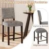 imageGiantex Bar Stools Set of 2 26quot Counter Height Stools with Solid Rubber Wood Legs Footrest Modern Linen Fabric Bar Dining Chairs Rivet Upholstered Barstools for Kitchen Island Dining Room Grey2