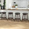 imageGiantex Bar Stools Set of 2 29quot Bar Height Bar Stools w 360 Swivel Round Seat ampamp Footrest Rubber Wood Frame Upholstered PU Leather Backless Barstools for Kitchen Dining Room Pub Brown1