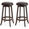 imageGiantex Bar Stools Set of 2 29quot Bar Height Bar Stools w 360 Swivel Round Seat ampamp Footrest Rubber Wood Frame Upholstered PU Leather Backless Barstools for Kitchen Dining Room Pub Brown1