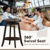 imageGiantex Bar Stools Set of 2 29quot Bar Height Bar Stools w 360 Swivel Round Seat ampamp Footrest Rubber Wood Frame Upholstered PU Leather Backless Barstools for Kitchen Dining Room Pub Brown2