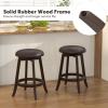 imageGiantex Bar Stools Set of 2 29quot Bar Height Bar Stools w 360 Swivel Round Seat ampamp Footrest Rubber Wood Frame Upholstered PU Leather Backless Barstools for Kitchen Dining Room Pub Brown2