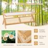 imageGiantex Boho Rattan Coffee Table Bamboo Center Table WHandwoven Rattan Rack ampamp Tempered Glass Tabletop ZShaped Design Accent Table for Living Room Bedroom 48quot L x 19quot W
