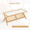 imageGiantex Boho Rattan Coffee Table Bamboo Center Table WHandwoven Rattan Rack ampamp Tempered Glass Tabletop ZShaped Design Accent Table for Living Room Bedroom 48quot L x 19quot W