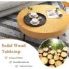 imageGiantex Boho Round Coffee Table Set of 2 Sofa Side Nesting Table with Solid Pine Wood Top Metal Legs ampamp Adjustable Foot Pads 315quot D Large Table Set for Living Room Radial Pattern NaturalNatural