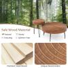 imageGiantex Boho Round Coffee Table Set of 2 Sofa Side Nesting Table with Solid Pine Wood Top Metal Legs ampamp Adjustable Foot Pads 315quot D Large Table Set for Living Room Radial Pattern NaturalBrown
