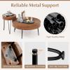 imageGiantex Boho Round Coffee Table Set of 2 Sofa Side Nesting Table with Solid Pine Wood Top Metal Legs ampamp Adjustable Foot Pads 315quot D Large Table Set for Living Room Radial Pattern NaturalBrown