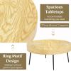 imageGiantex Boho Round Coffee Table Set of 2 Sofa Side Nesting Table with Solid Pine Wood Top Metal Legs ampamp Adjustable Foot Pads 315quot D Large Table Set for Living Room Radial Pattern NaturalNatural