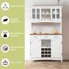 imageGiantex Buffet Hutch Cabinet Kitchen Hutch Sideboard Buffet Cabinet on Storage Island Wood Kitchenware Server with 3 Large Drawers and 9 Wine Bottle Modules WhiteWhite