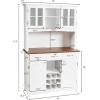 imageGiantex Buffet Hutch Cabinet Kitchen Hutch Sideboard Buffet Cabinet on Storage Island Wood Kitchenware Server with 3 Large Drawers and 9 Wine Bottle Modules WhiteWhite