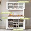 imageGiantex Buffet Hutch Cabinet Kitchen Hutch Sideboard Buffet Cabinet on Storage Island Wood Kitchenware Server with 3 Large Drawers and 9 Wine Bottle Modules WhiteWhite