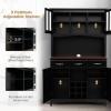 imageGiantex Buffet Hutch Cabinet Kitchen Hutch Sideboard Buffet Cabinet on Storage Island Wood Kitchenware Server with 3 Large Drawers and 9 Wine Bottle Modules WhiteBlack