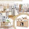 imageGiantex Buffet Server Sideboard Console Wood Dining Table Cupboard Table with 2 Cabinets 1 Drawer and 9 Wine Cabinets Storage Organizer Kitchen and Dining Room GrayNatural